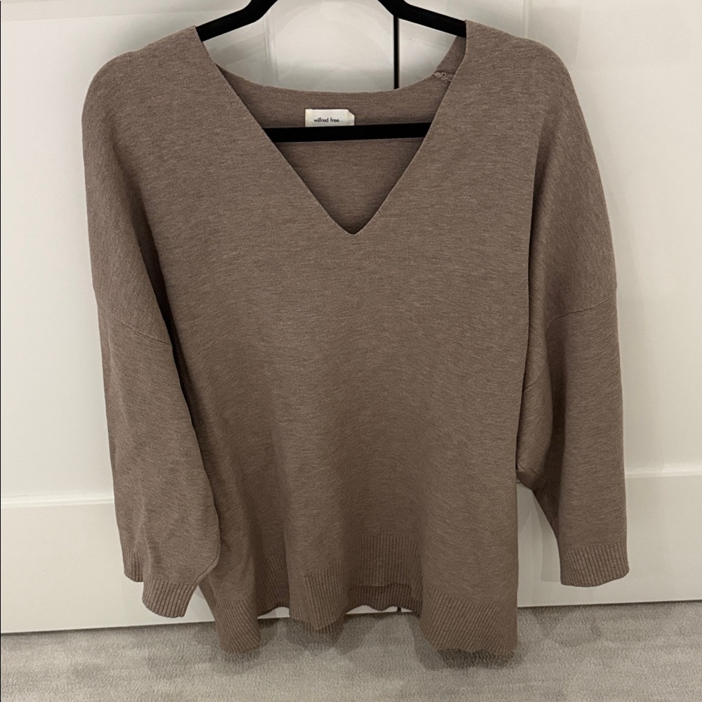 Wilfred Taupe V-Neck Sweatshirt